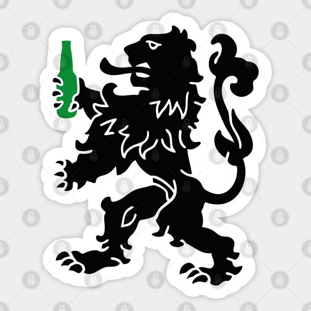 Dutch lion with beer Kingsday - Nederlandse leeuw Koningsdag Sticker by LaundryFactory